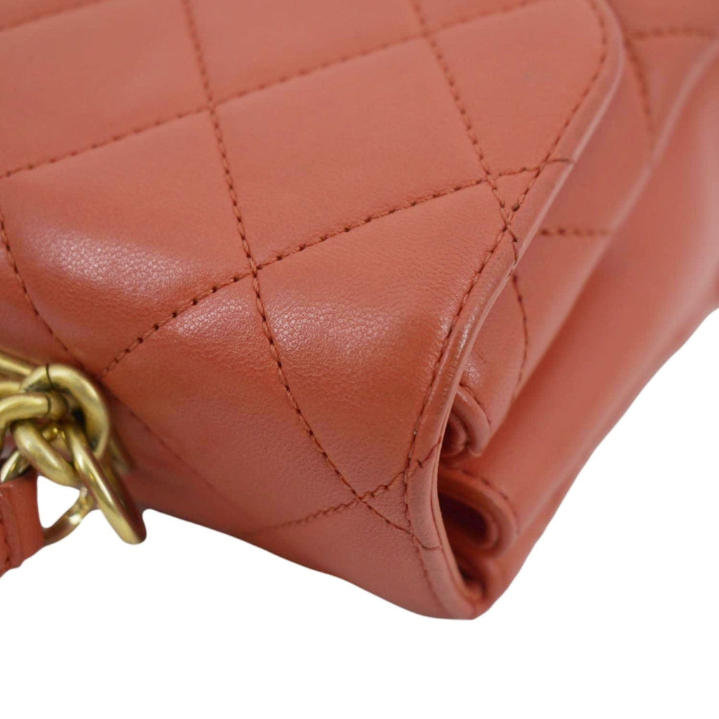 CHANEL Trendy Spirit 28 Top Handle Quilted Leather Shoulder Bag Red