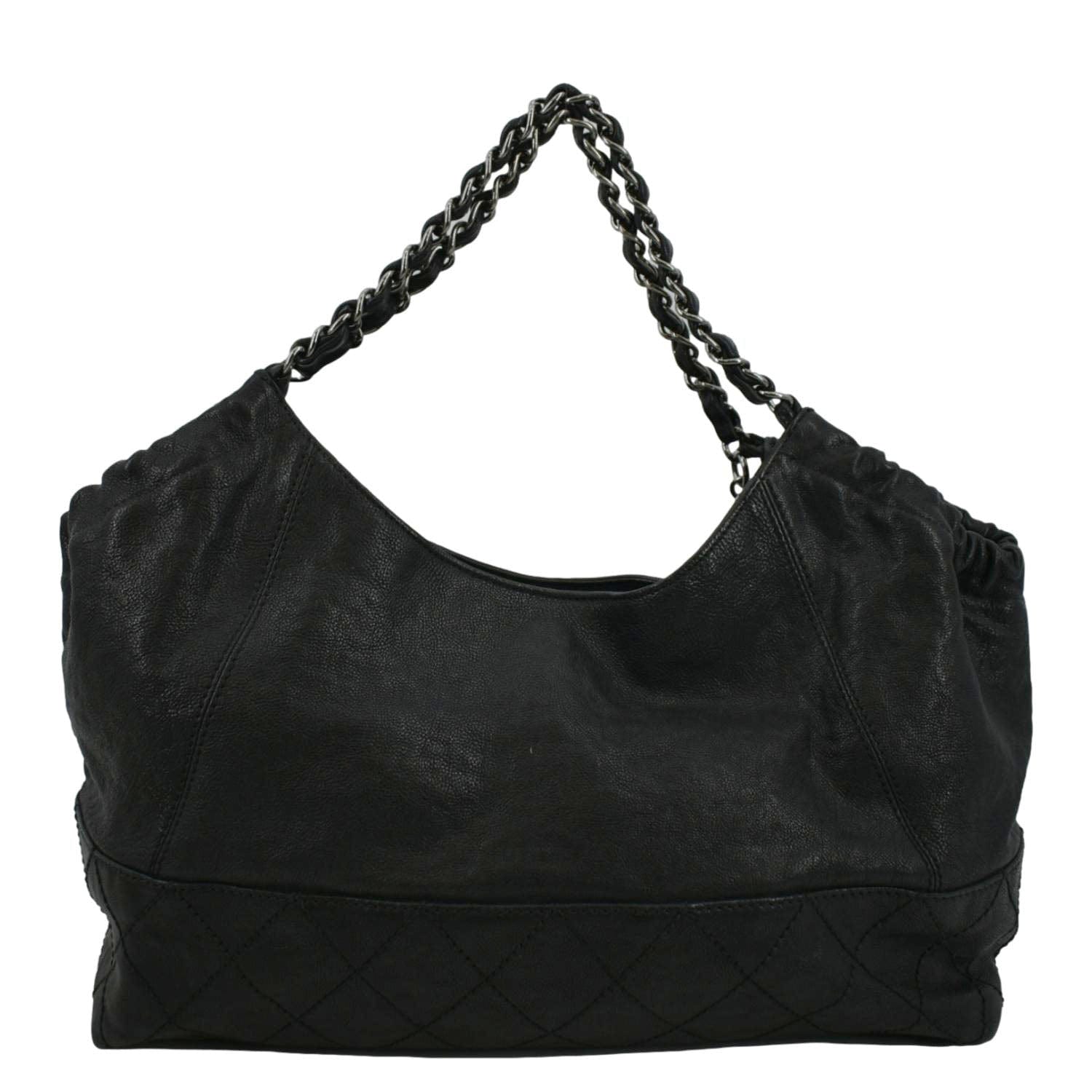 CHANEL Coco Cabas Leather Shoulder Tote Bag Black