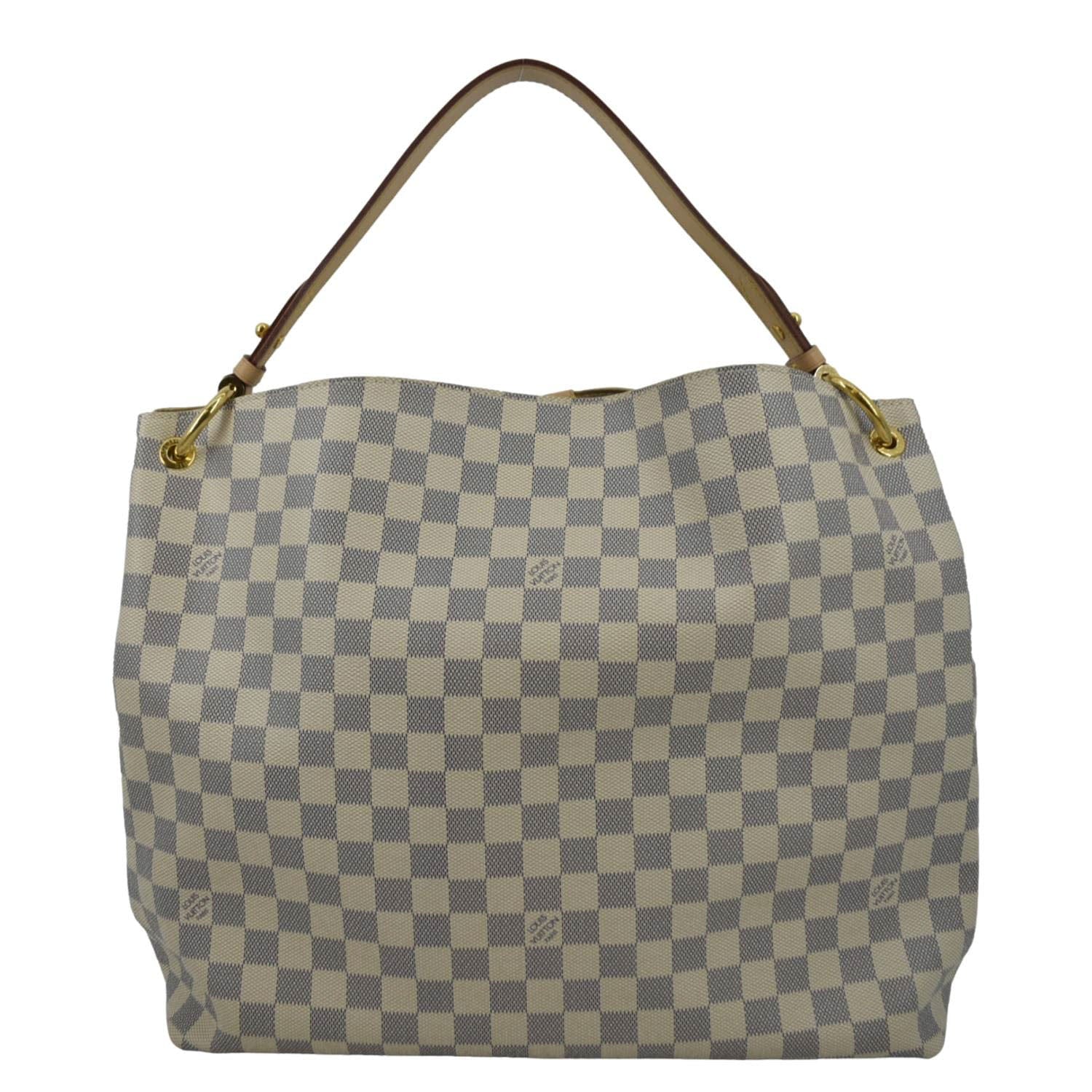 LOUIS VUITTON Graceful MM Damier Azur Hobo Shoulder Bag White