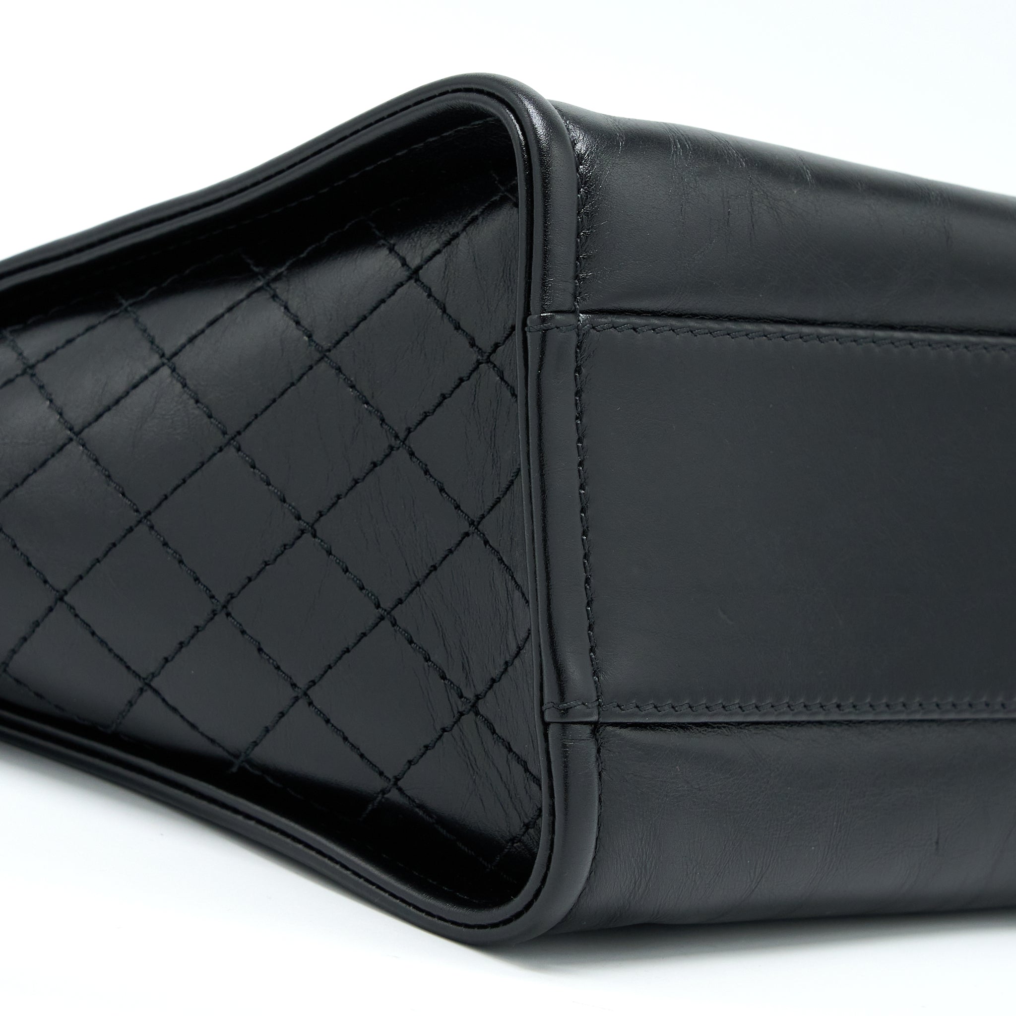 Chanel Deauville Tote Bag Calfskin Black With Detail Logo