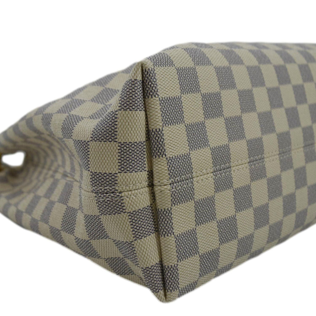 LOUIS VUITTON Graceful MM Damier Azur Hobo Shoulder Bag White