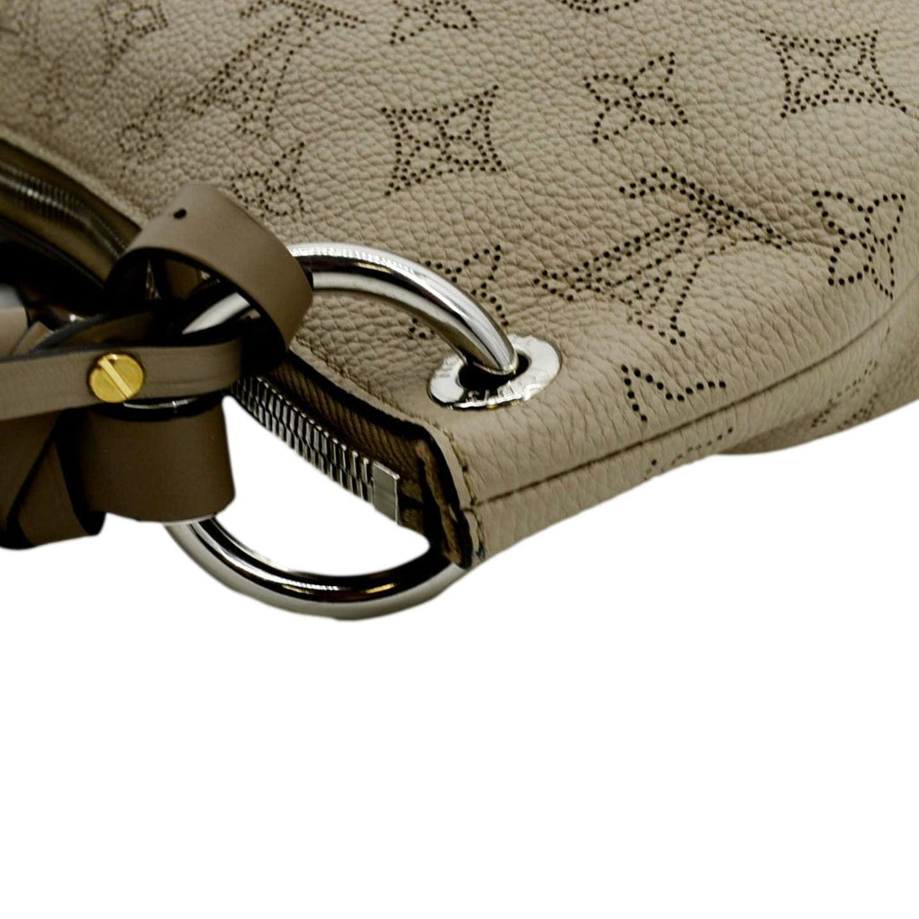 LOUIS VUITTON Beaubourg Mahina MM Leather Hobo Shoulder Bag Beige