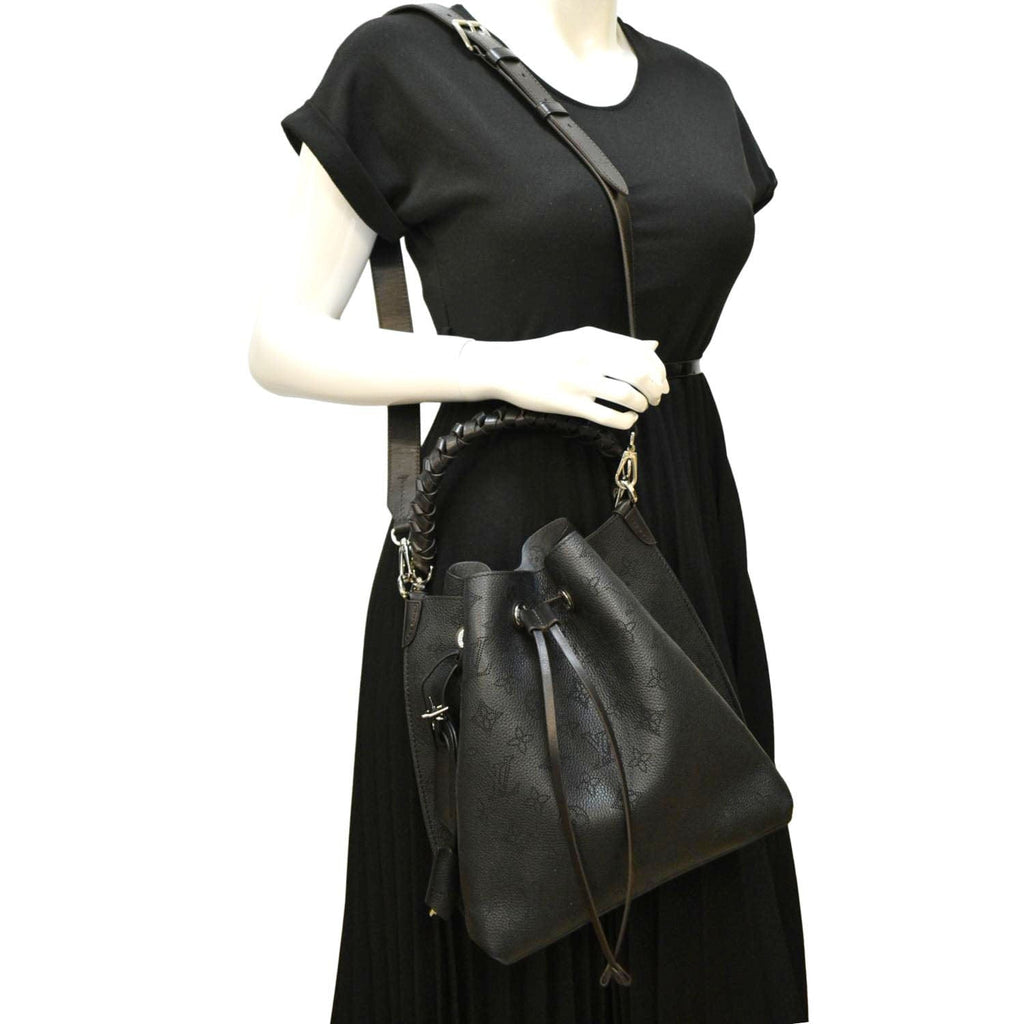 LOUIS VUITTON Muria Mahina Perforated Leather Shoulder Bag Black