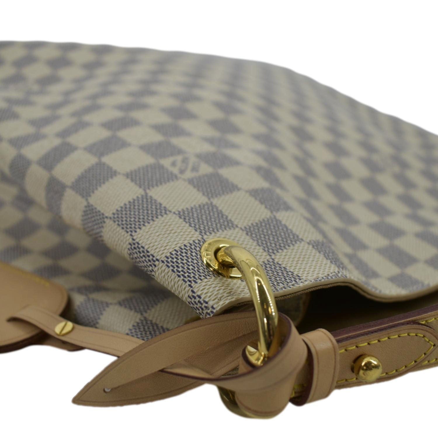 LOUIS VUITTON Graceful MM Damier Azur Hobo Shoulder Bag White