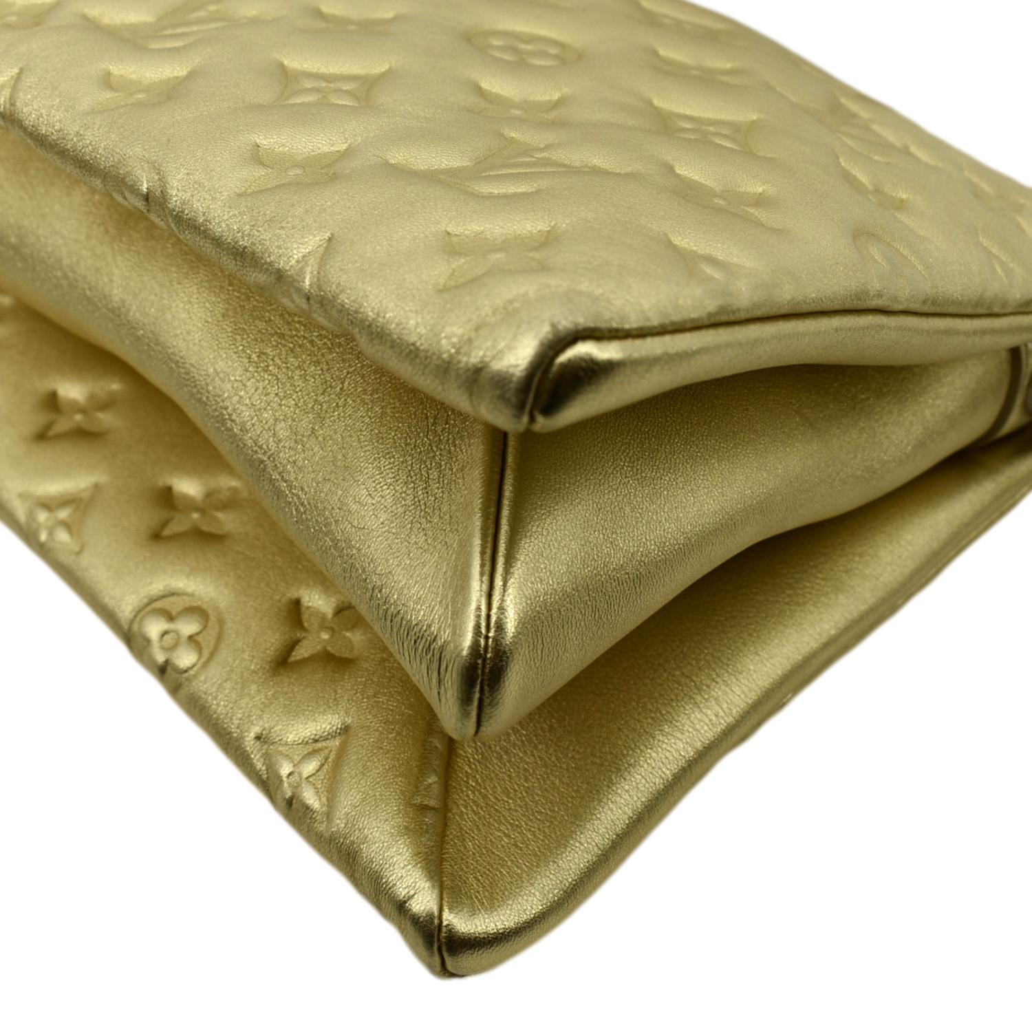 LOUIS VUITTON Coussin PM Monogram Embossed Leather Shoulder Bag Gold