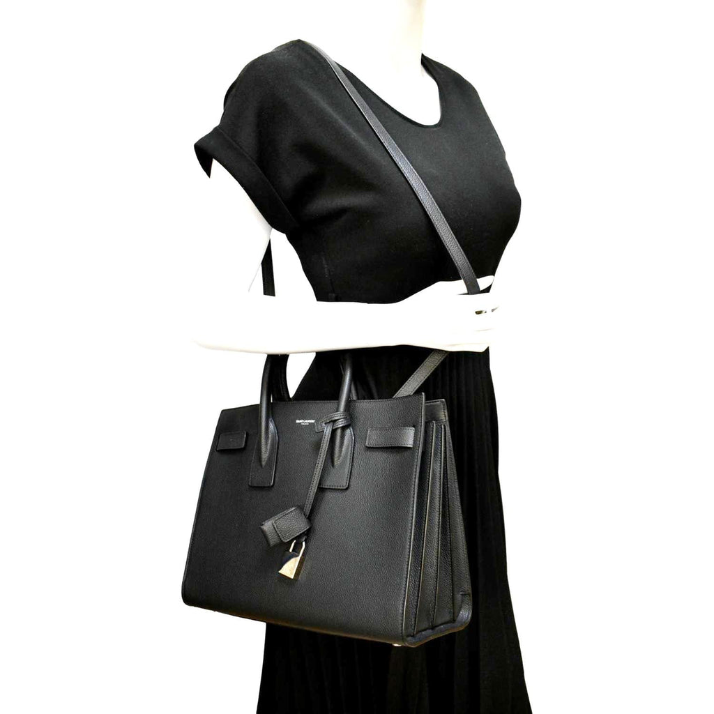 YVES SAINT LAURENT Sac de Jour Leather Satchel Shoulder Bag Black