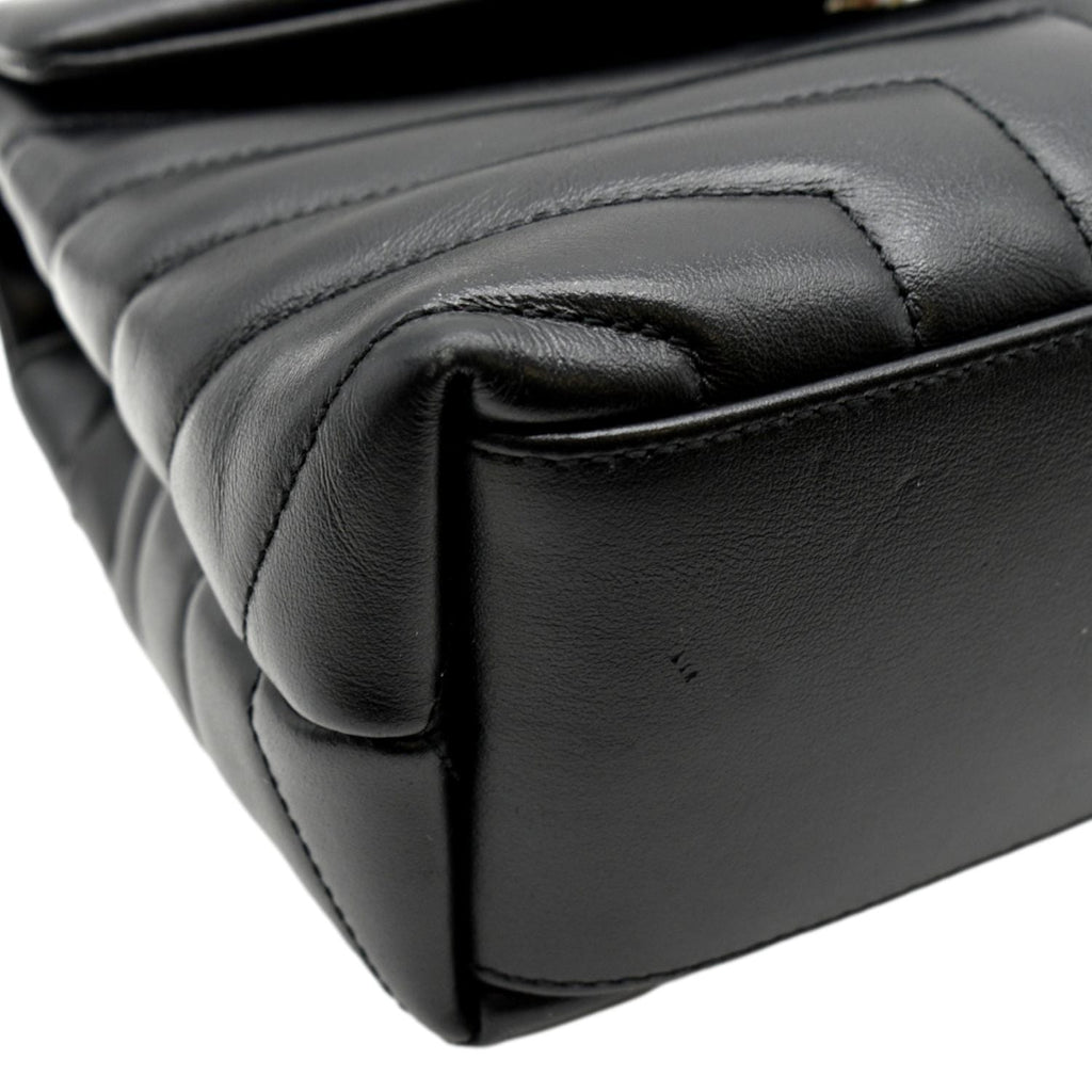 YVES SAINT LAURENT Loulou Small Matelasse Leather Chain Shoulder Bag Black
