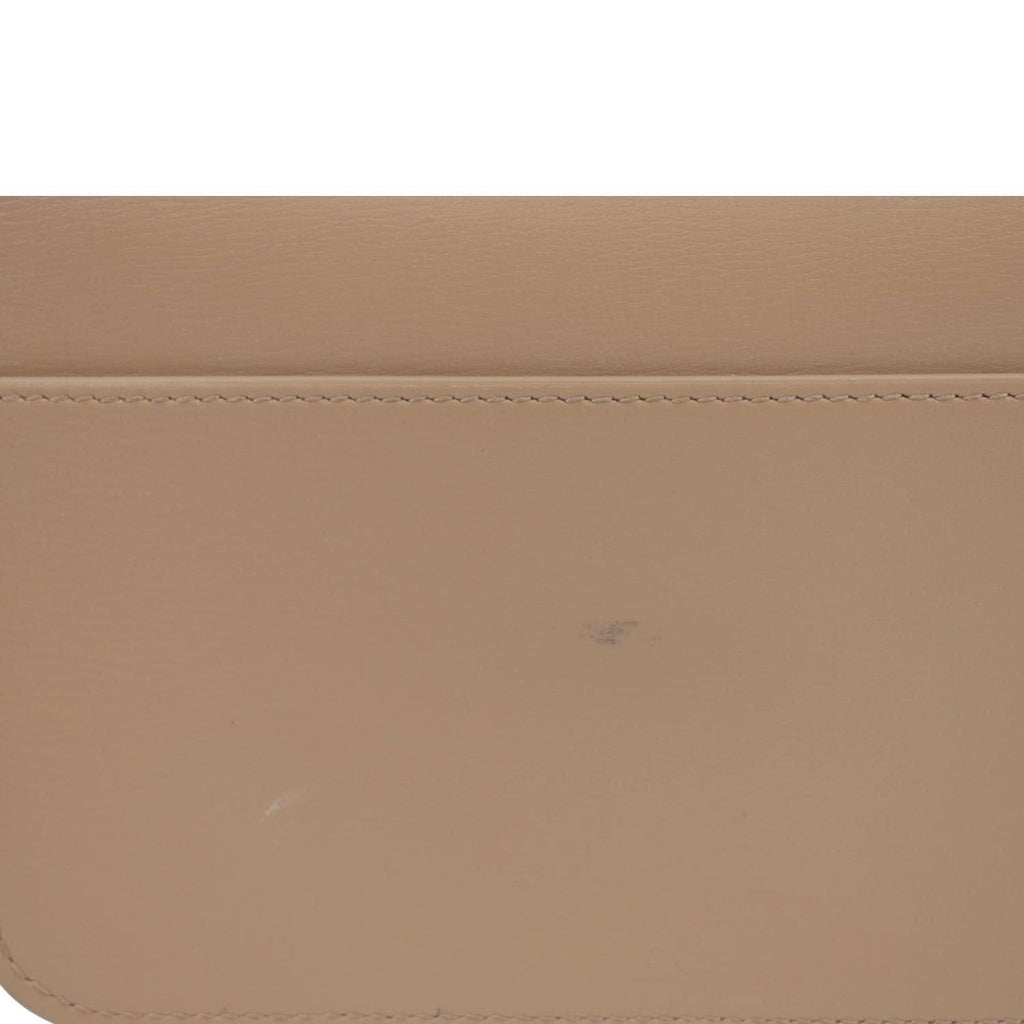 YVES SAINT LAURENT Cassandre Phone Holder Leather Shoulder Bag Dark Beige