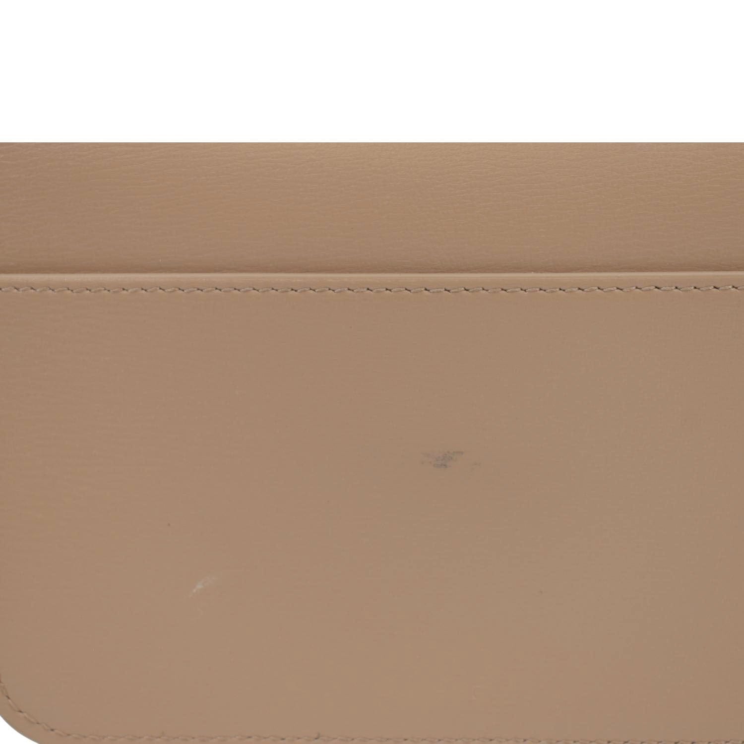 YVES SAINT LAURENT Cassandre Phone Holder Leather Shoulder Bag Dark Beige