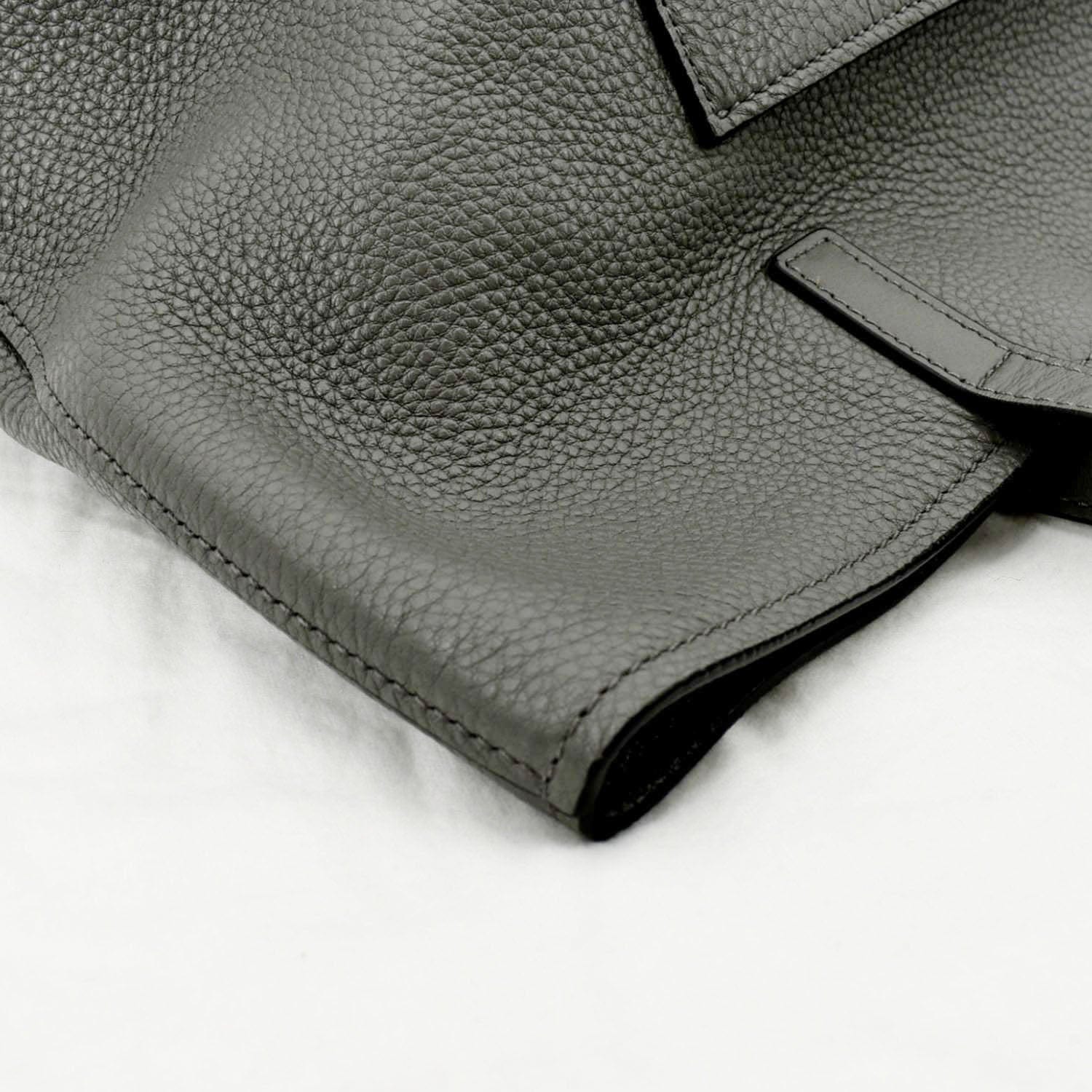 PRADA Vitello Daino Leather Tote Bag Dark Grey