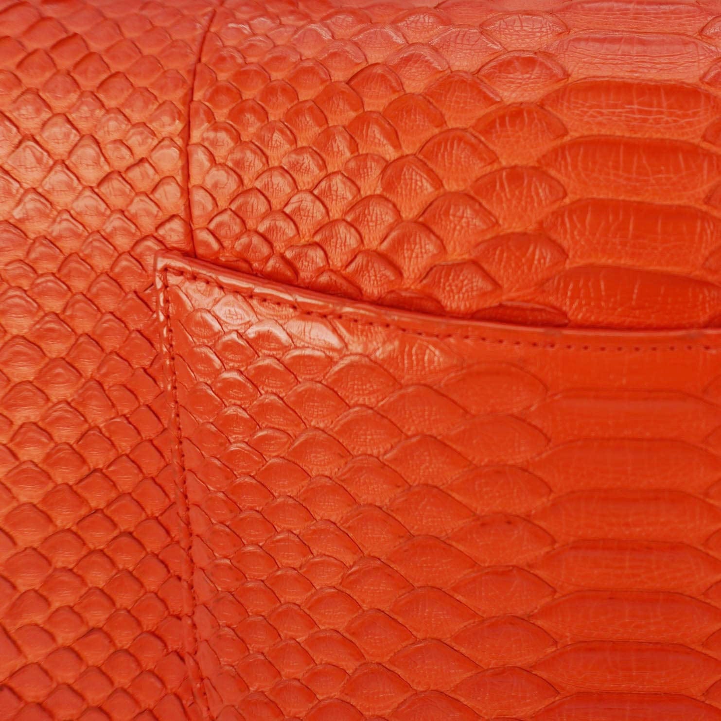 CHANEL Coco Flap Python Leather Top Handle Shoulder Bag Red