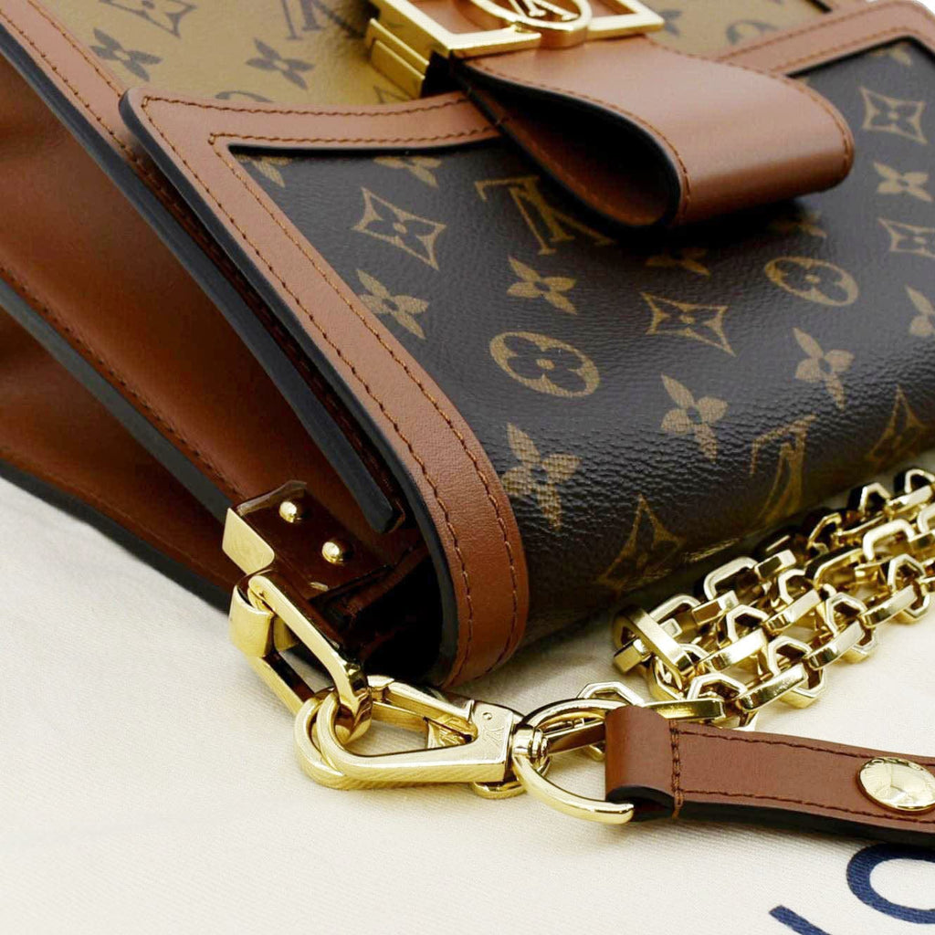 LOUIS VUITTON Dauphine MM Monogram Reverse Canvas Shoulder Bag Brown