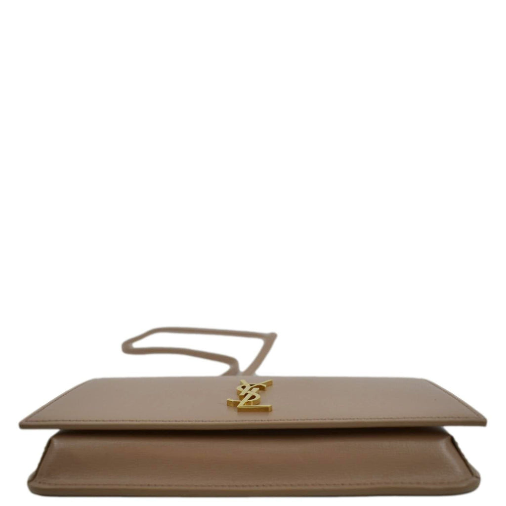 YVES SAINT LAURENT Cassandre Phone Holder Leather Shoulder Bag Dark Beige