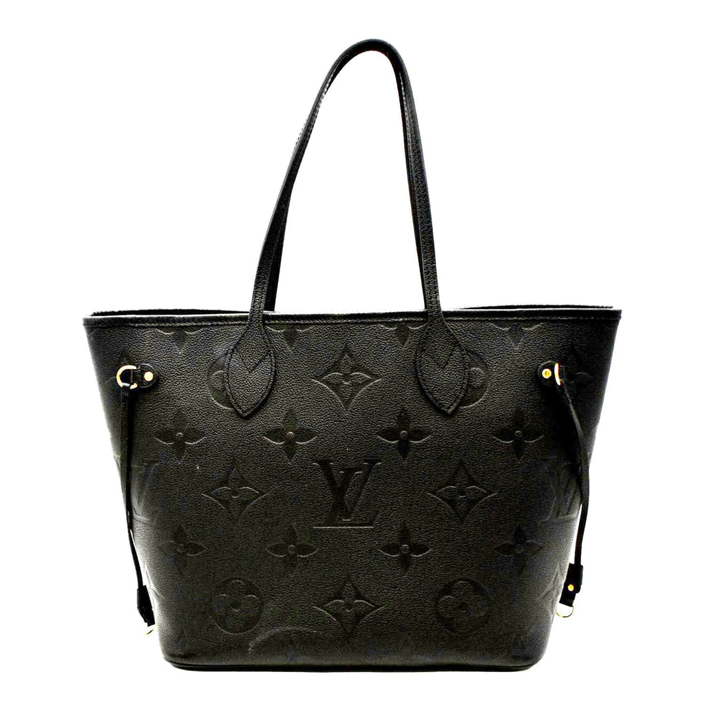 LOUIS VUITTON Neverfull MM Monogram Empreinte Leather Tote Bag Black