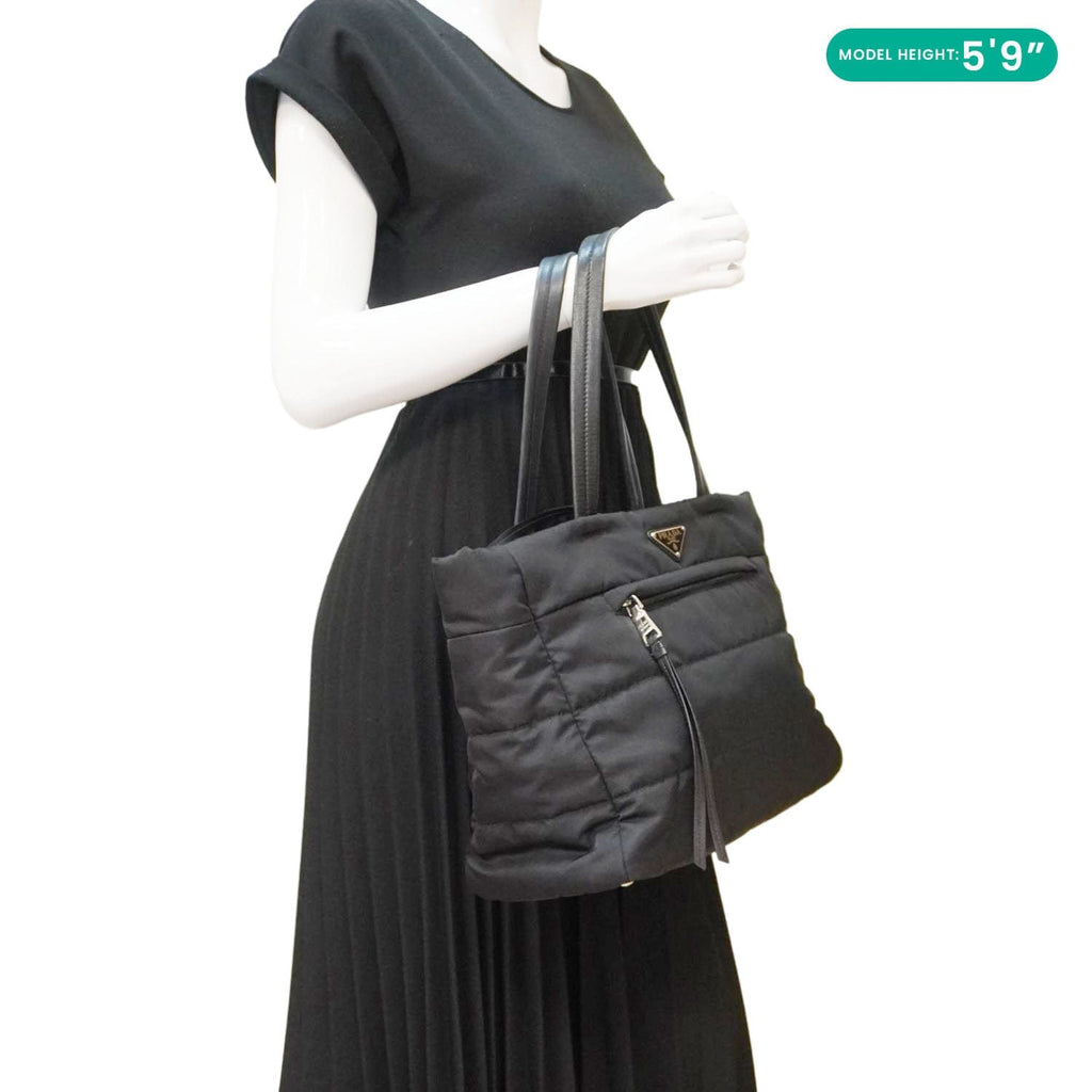 PRADA Tessuto Bomber Nylon Shopping Tote Bag Black