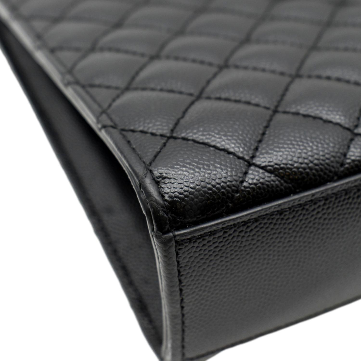 YVES SAINT LAURENT Large Envelope Calfskin Leather Chain Shoulder Bag Black