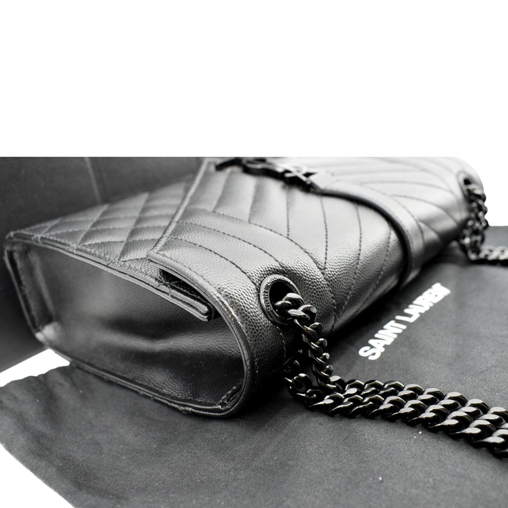 YVES SAINT LAURENT Small Envelope Matelassé Leather Shoulder Bag Black