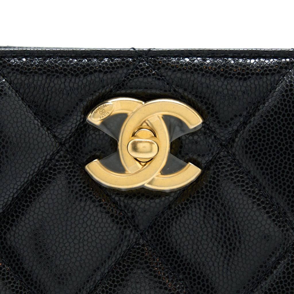 Chanel 22A Twist Your Buttons Hobo Shoulder Bag Caviar Black