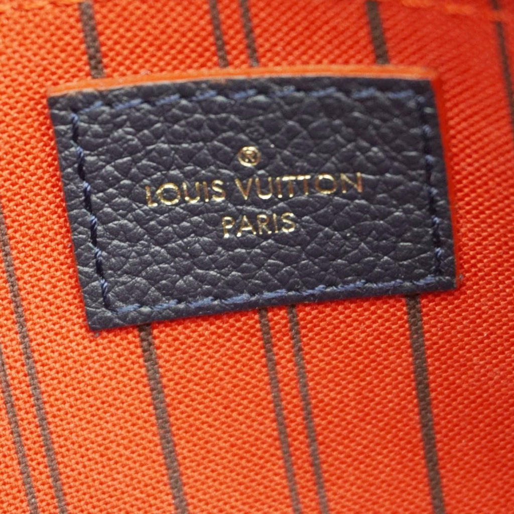 LOUIS VUITTON Montaigne GM Empreinte Leather Shoulder Bag Navy Blue