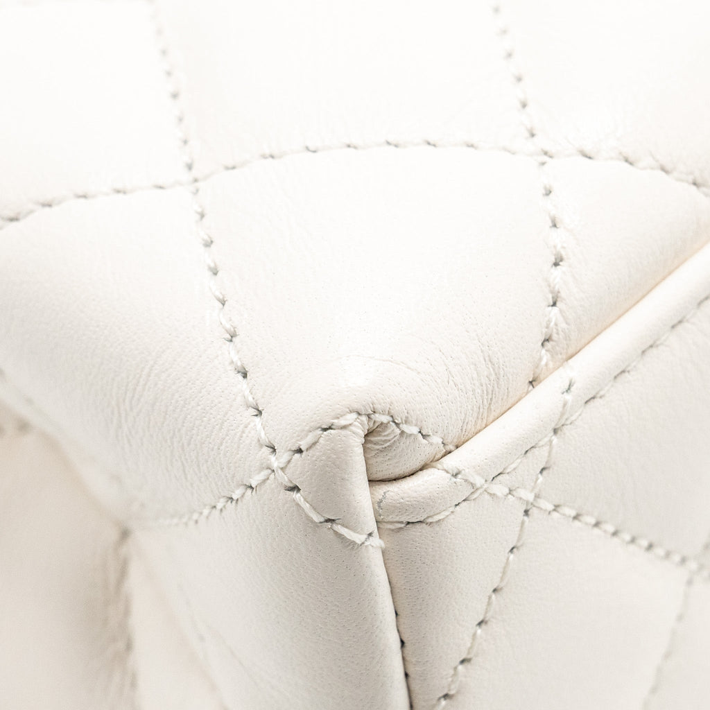 Chanel mini kelly shopping tote calfskin white  (microchip)