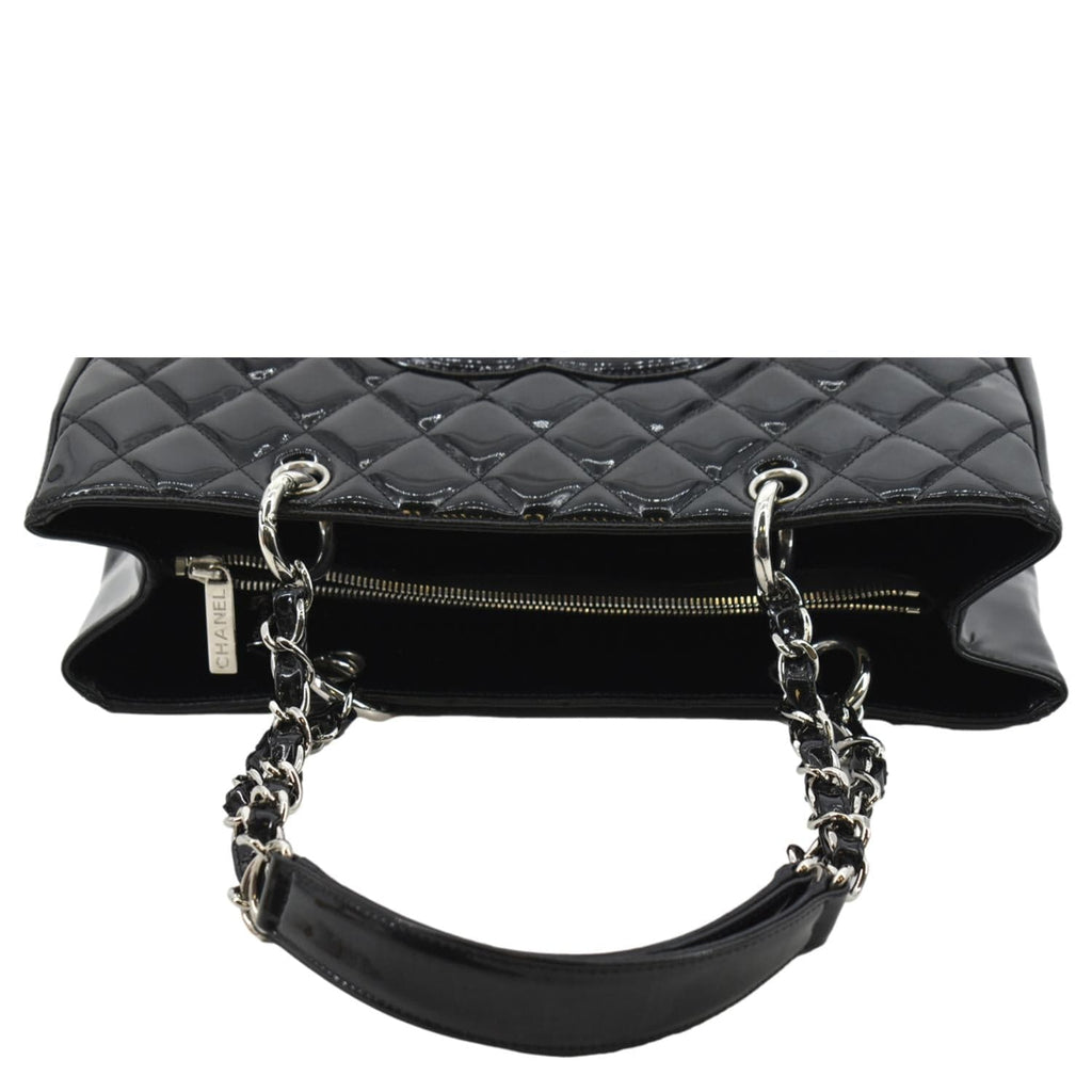 CHANEL Grand Shopping Patent Leather GST Tote Bag Black
