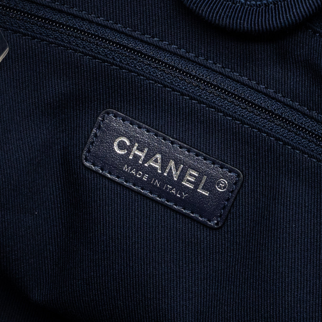 Chanel Deauville Tote Bag Canvas Navy  (microchip)