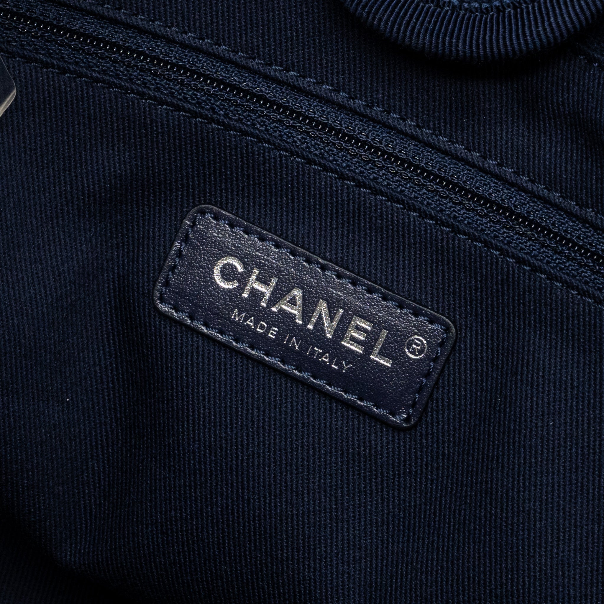 Chanel Deauville Tote Bag Canvas Navy  (microchip)