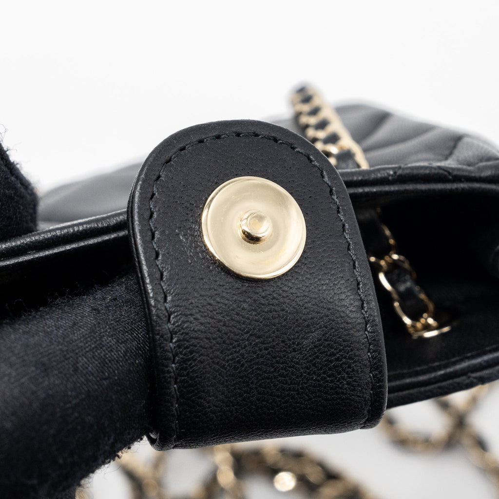 Chanel quilted super mini tote with chain lambskin black L