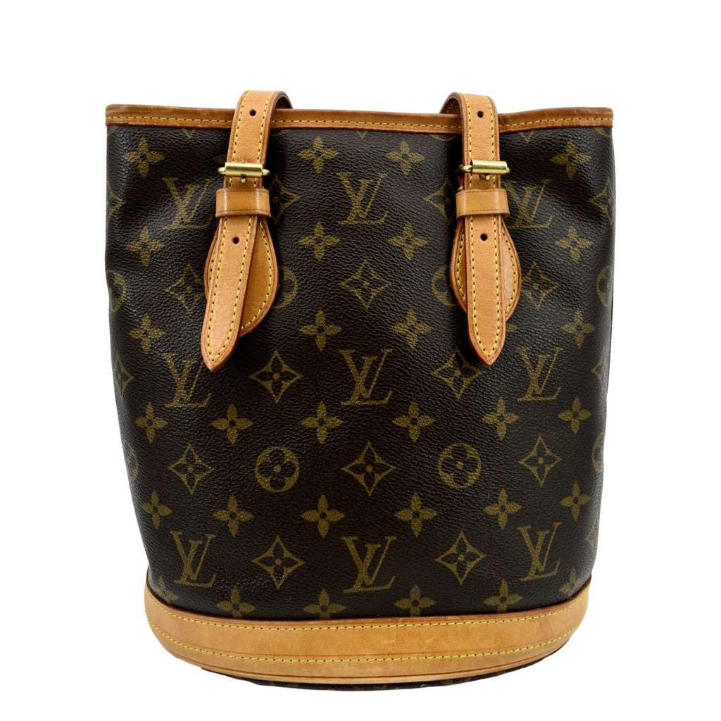 LOUIS VUITTON Petit Bucket Monogram Canvas Shoulder Bag Brown
