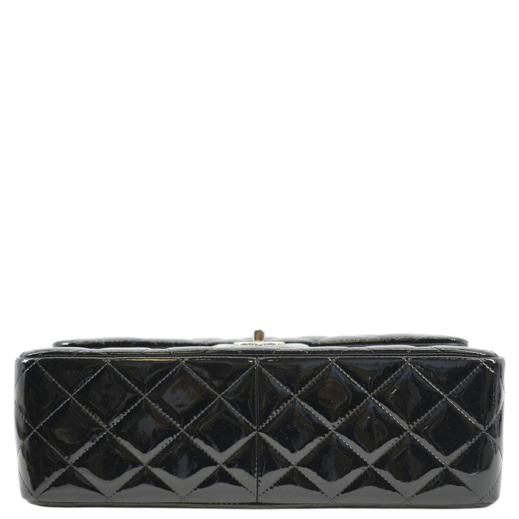 CHANEL Classic Medium Double Flap Patent Leather Shoulder Bag Black