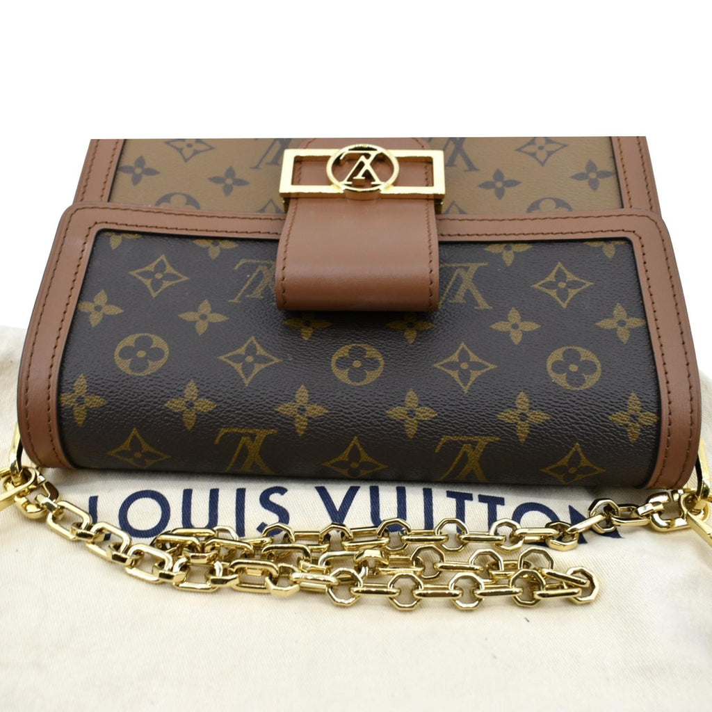 LOUIS VUITTON Dauphine MM Monogram Reverse Canvas Shoulder Bag Brown