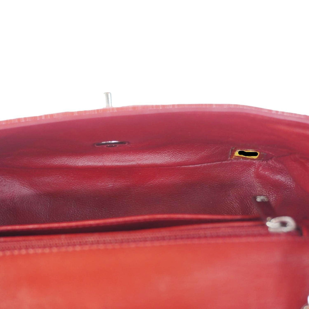 CHANEL Classic Rectangular Flap Mini Quilted Patent Leather Shoulder Bag Red