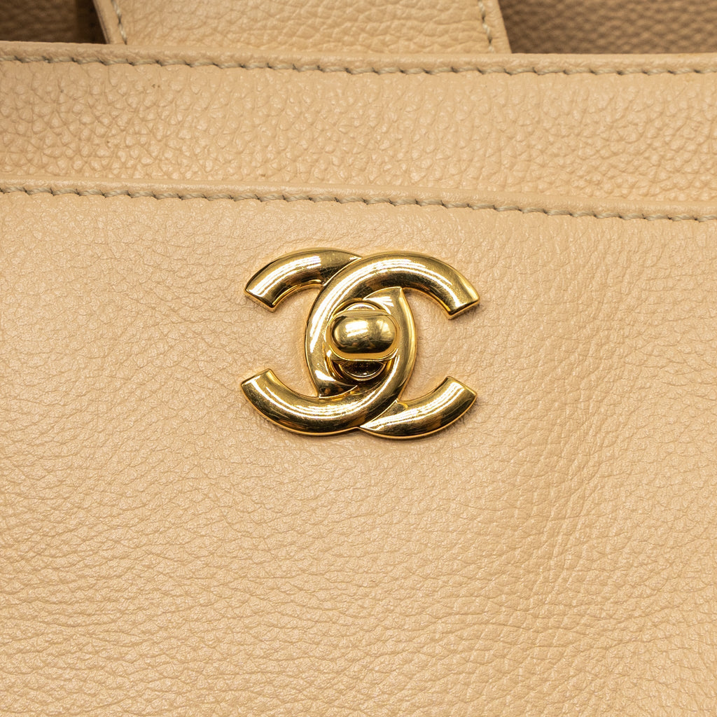 Chanel Cerf Tote Bag Grained Calfskin Beige