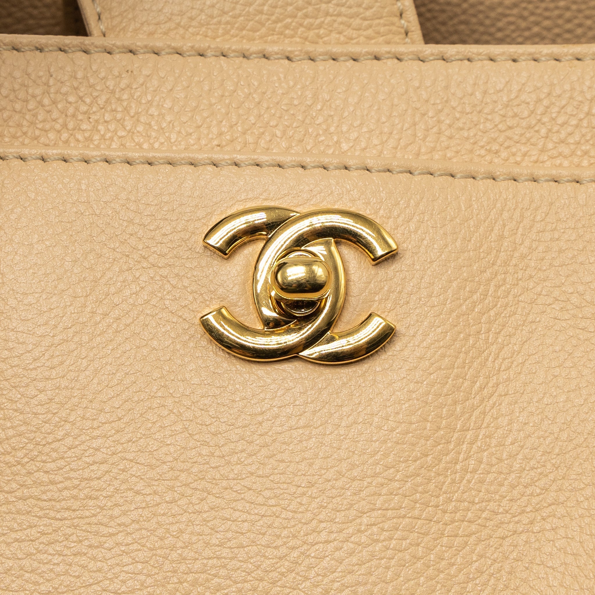 Chanel Cerf Tote Bag Grained Calfskin Beige
