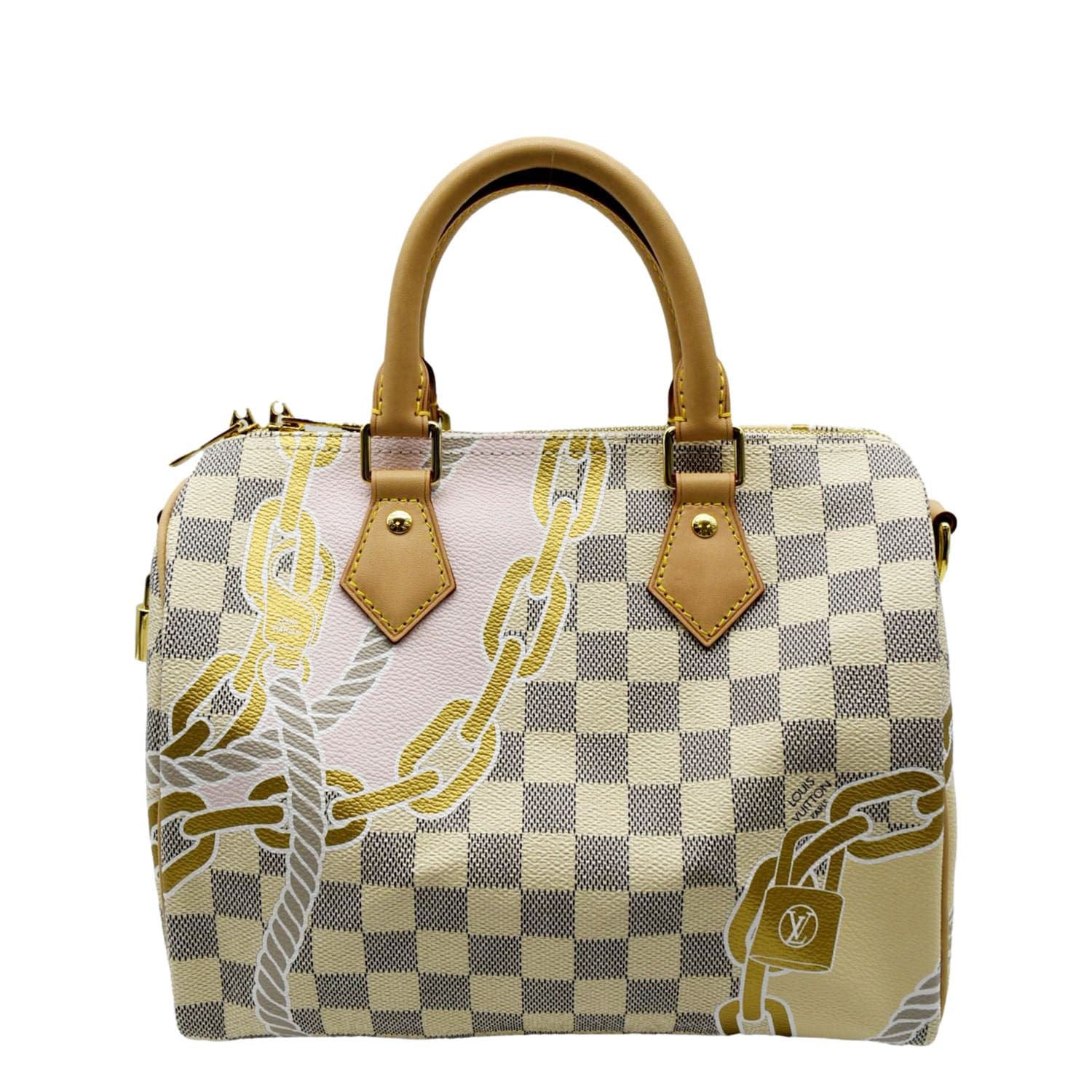 LOUIS VUITTON Nautical Speedy 25 Bandouliere Damier Azur Shoulder Bag White