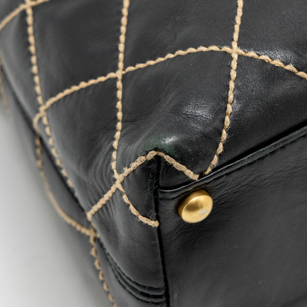 Chanel Vintage Wild Stitch Shoulder Bag Calfskin Black