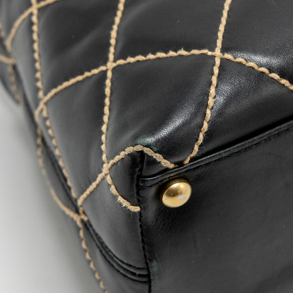 Chanel Vintage Wild Stitch Shoulder Bag Calfskin Black