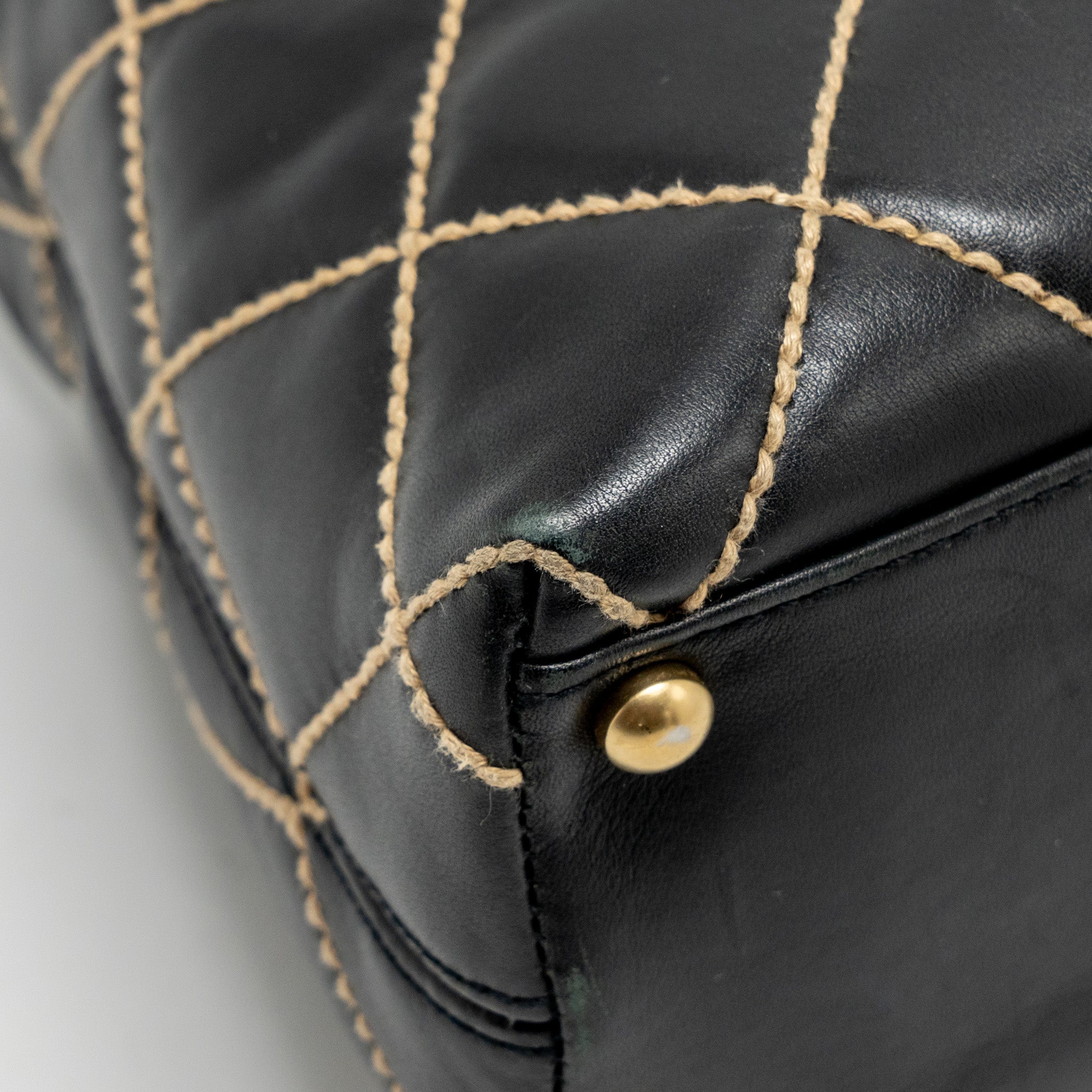 Chanel Vintage Wild Stitch Shoulder Bag Calfskin Black