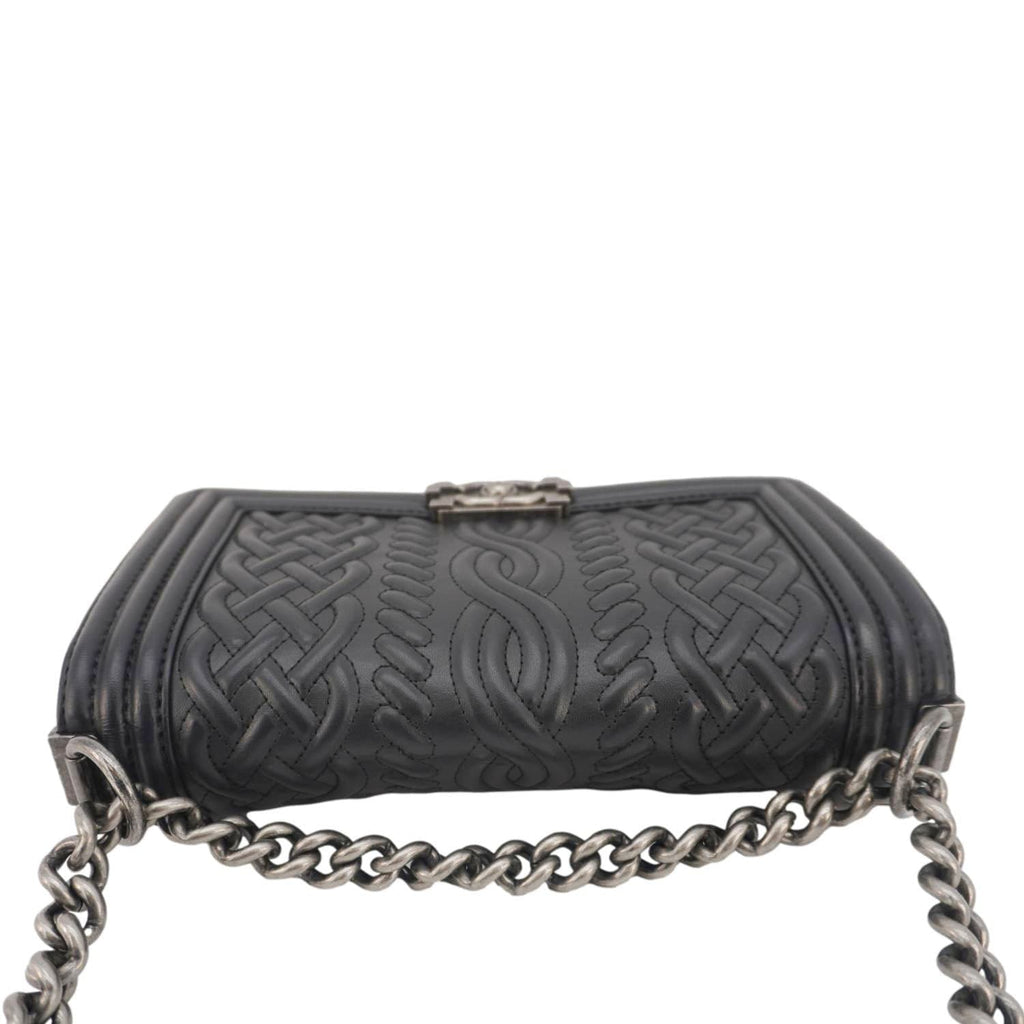 CHANEL Celtic Boy Flap Leather Shoulder Bag Black