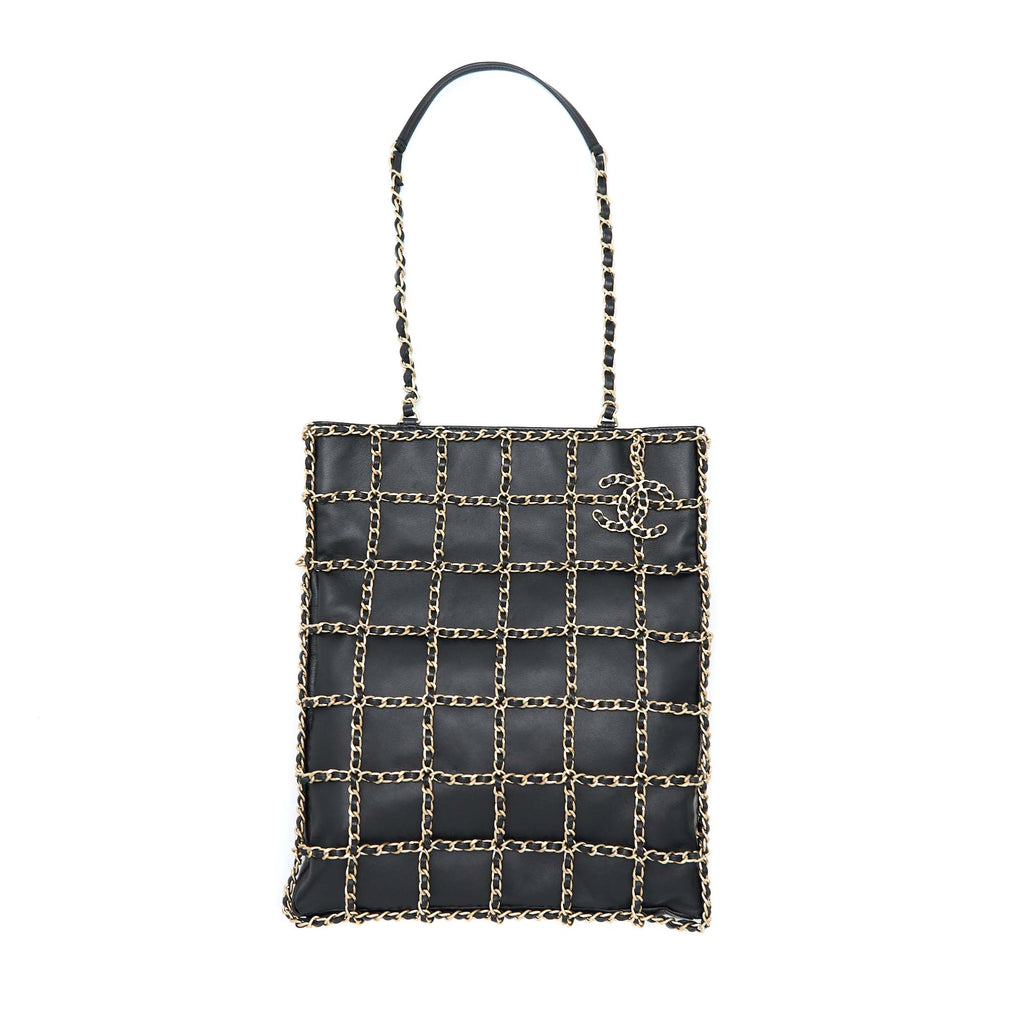 Chanel Cruise 2020 black chained Tote Bag Lambskin Black L