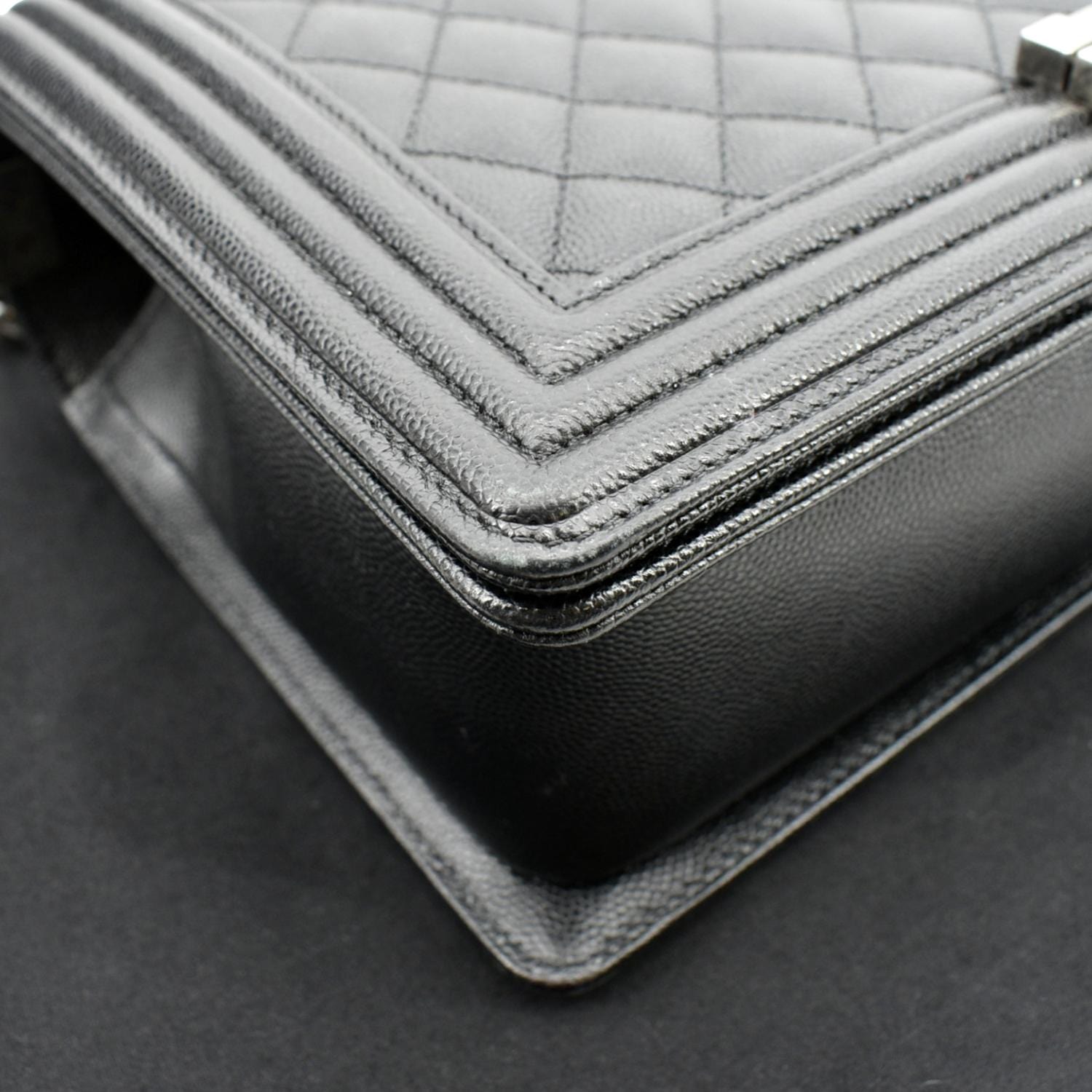 CHANEL Medium Boy Flap Caviar Quilted Leather Shoulder Bag Black
