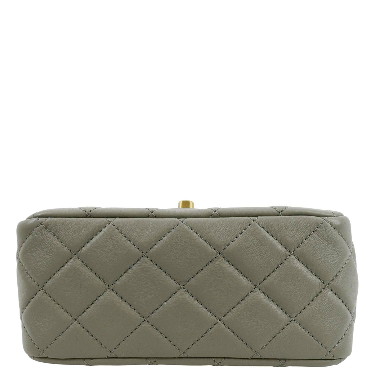CHANEL CC Pearl Crush Mini Flap Quilted Lambskin Leather Shoulder Bag Light Grey