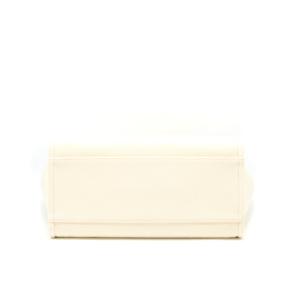 Chanel Deauville Tote Bag Fabric/Leather Creamy White/Beige