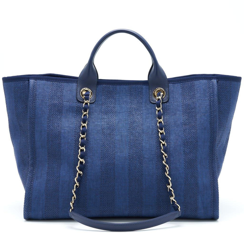 Chanel Deauville Tote Bag Canvas Dark Blue