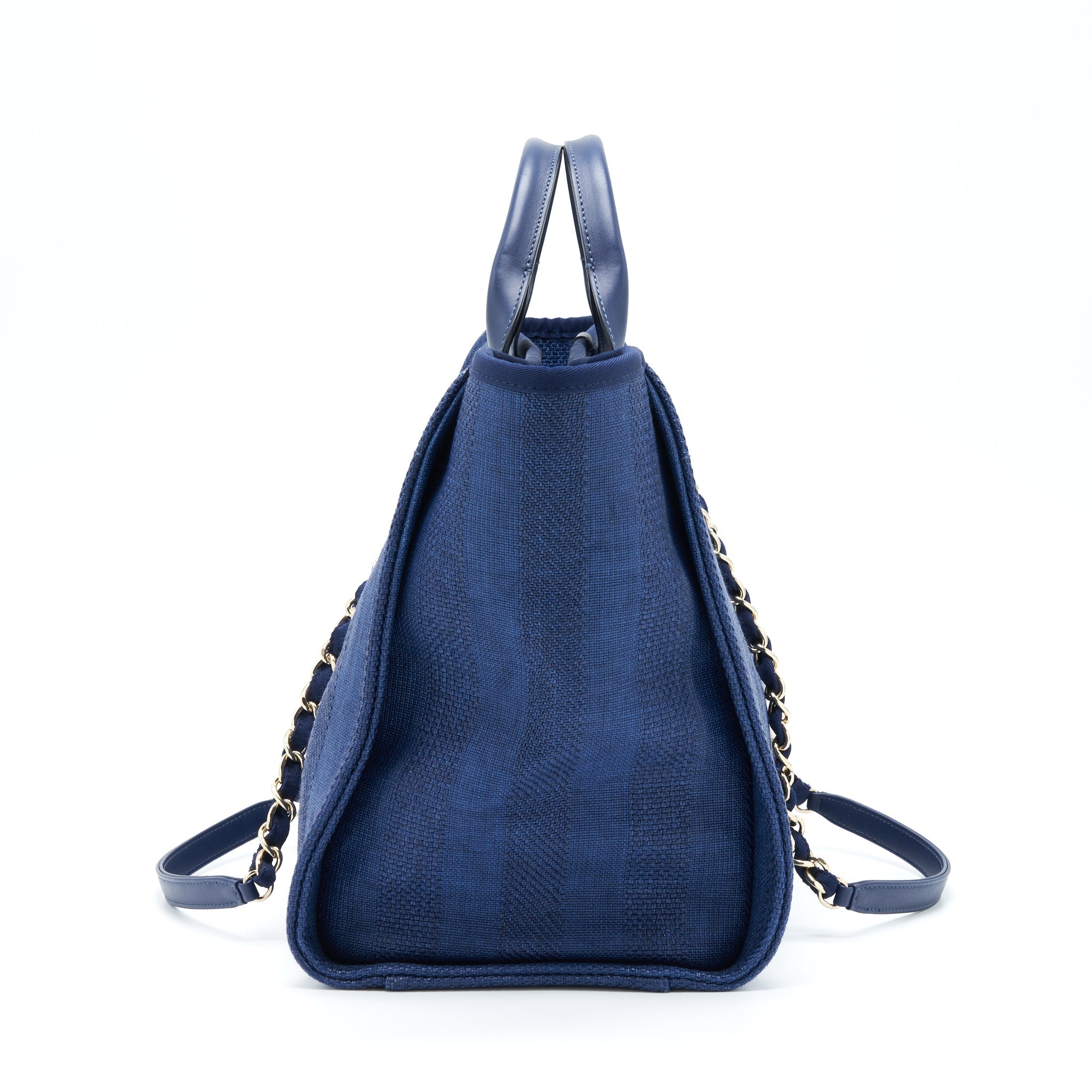 Chanel Deauville Tote Bag Canvas Dark Blue