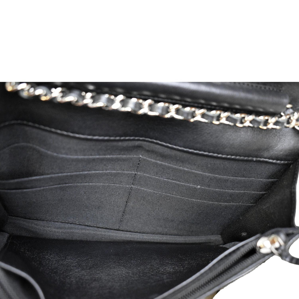 CHANEL Wallet on Chain Patent Leather Shoulder Bag Olive Green