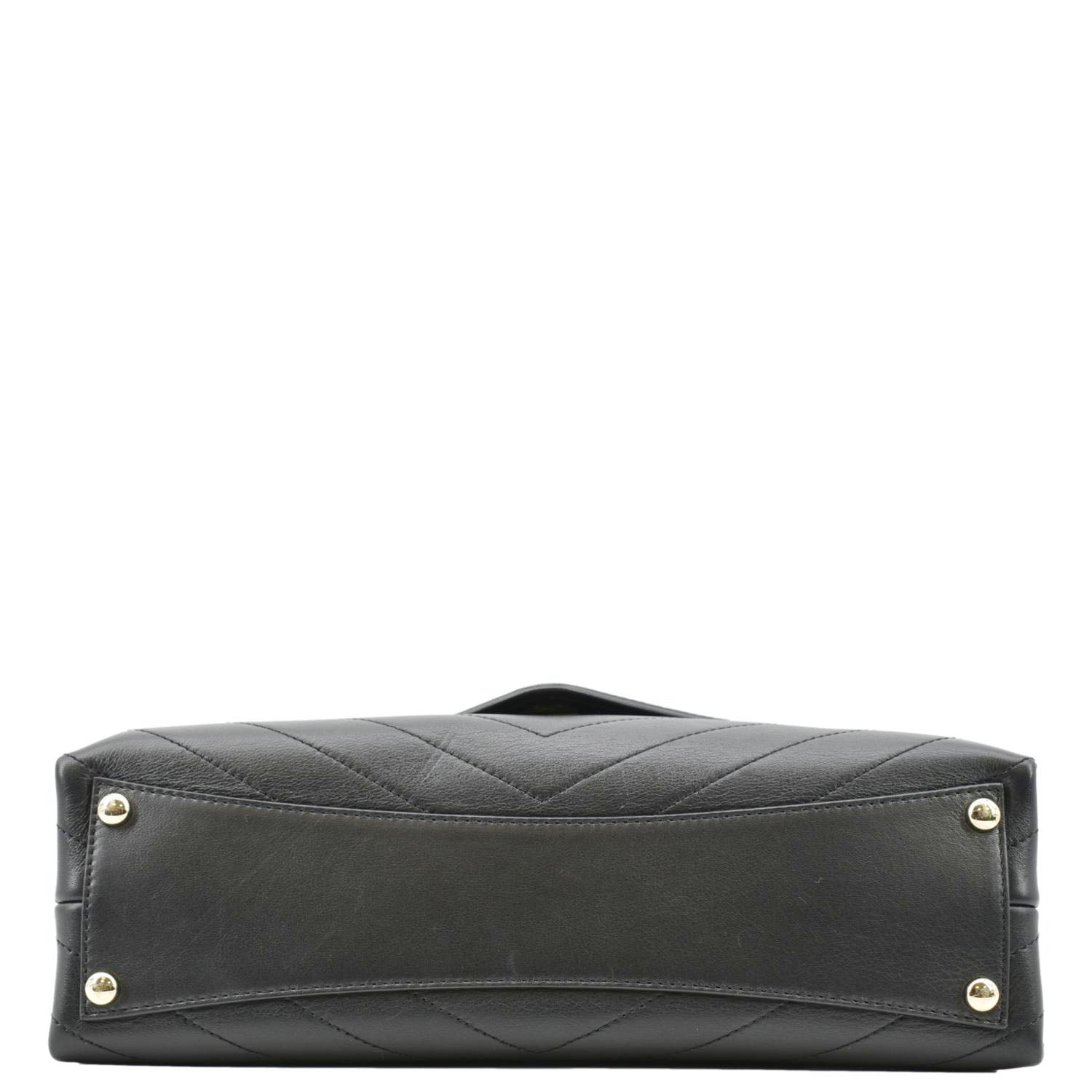 CHANEL Coco Flap Chevron  Stitched Leather Shoulder Bag Black