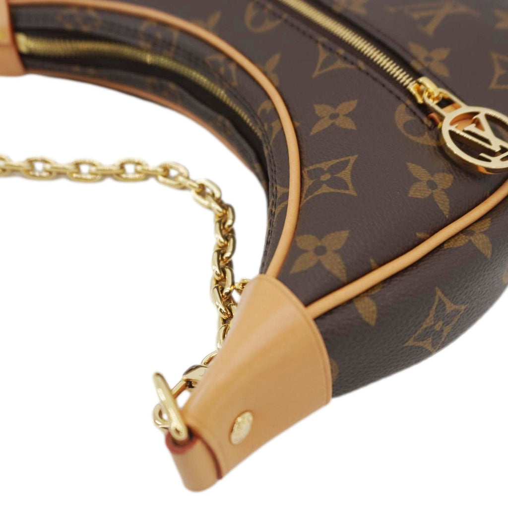 LOUIS VUITTON Loop Half Moon Monogram Canvas Shoulder Bag Brown