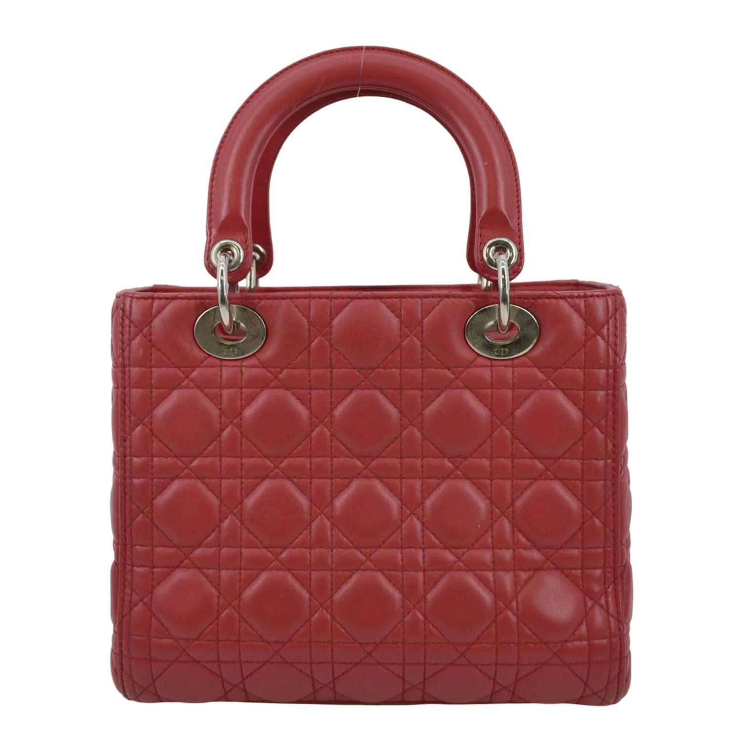 CHRISTIAN DIOR Lady Dior Cannage Lambskin Shoulder Bag Pink