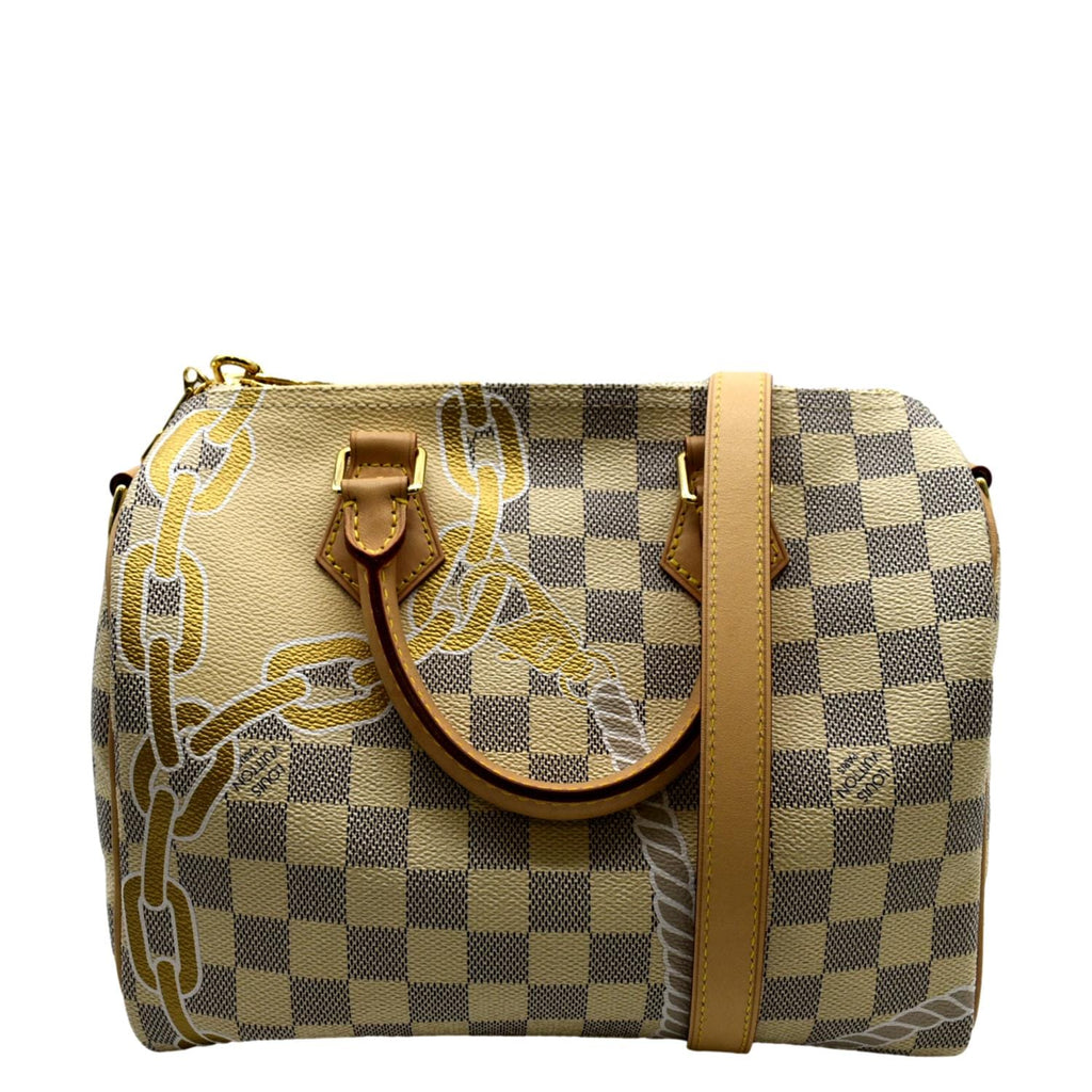 LOUIS VUITTON Nautical Speedy 25 Bandouliere Damier Azur Shoulder Bag White